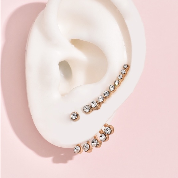 ⚜️[𝟯/$𝟭𝟴]⚜️3 Gold Cluster Pave Earrings NEW - Picture 3 of 5